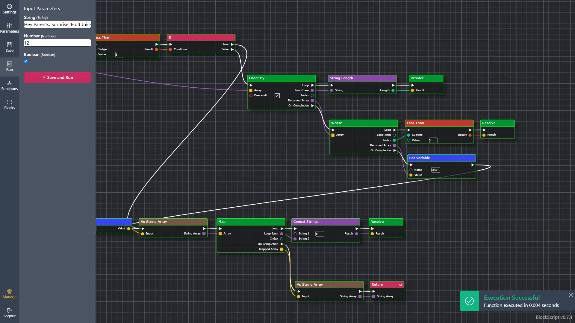 BlockScript detail view