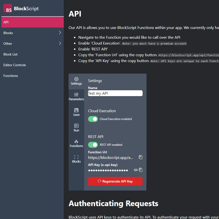 Docs interface overview