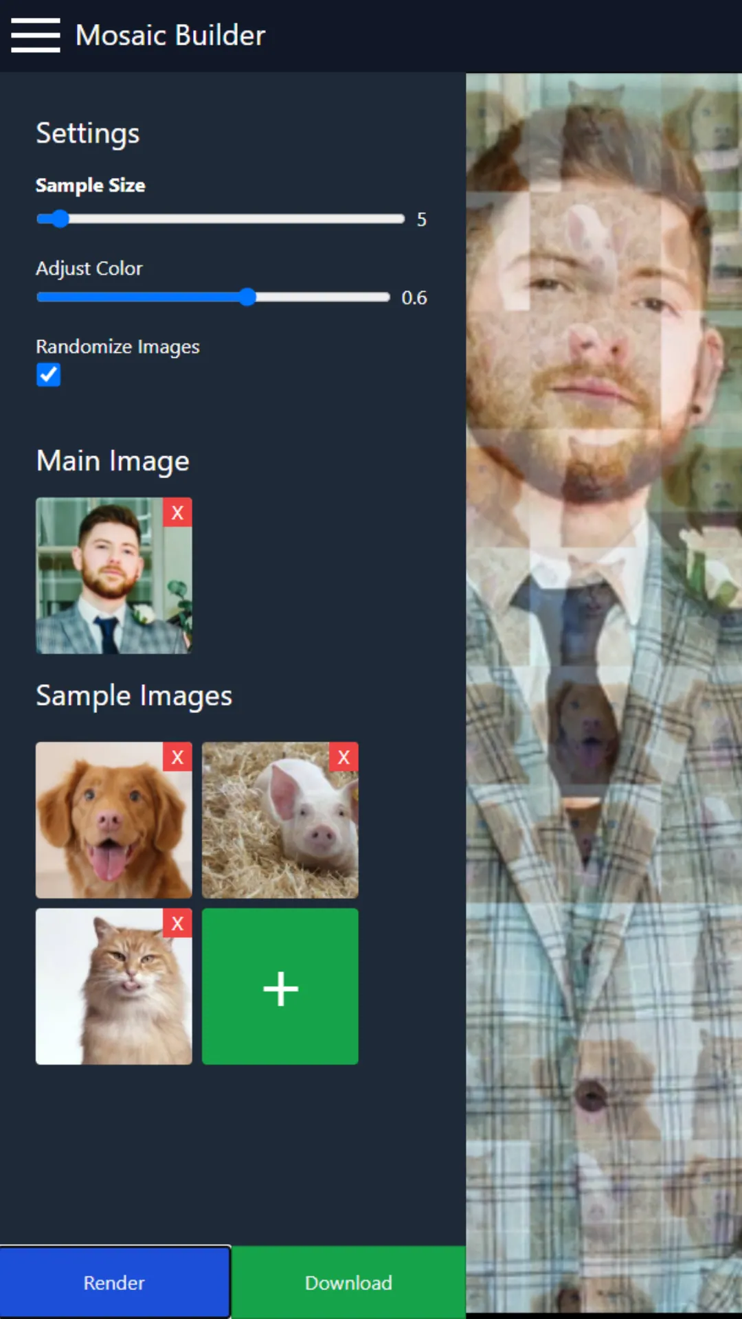 Mosaic Builder full page view