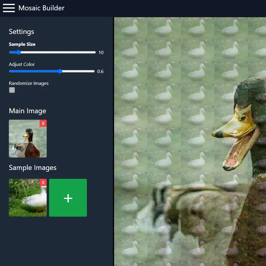 Mosaic Builder interface overview
